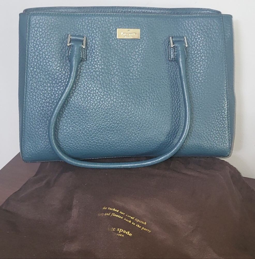 KATE SPADE Large Peppled Leather Tote Bag Deep Jade